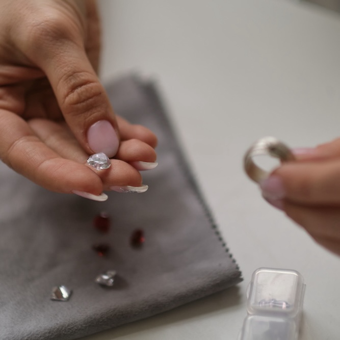 Craft jewelery making with professional tools. A handmade jeweler process, manufacture of jewellery